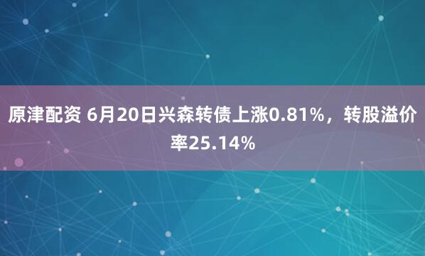 原津配资 6月20日兴森转债上涨0.81%，转股溢价率25.14%