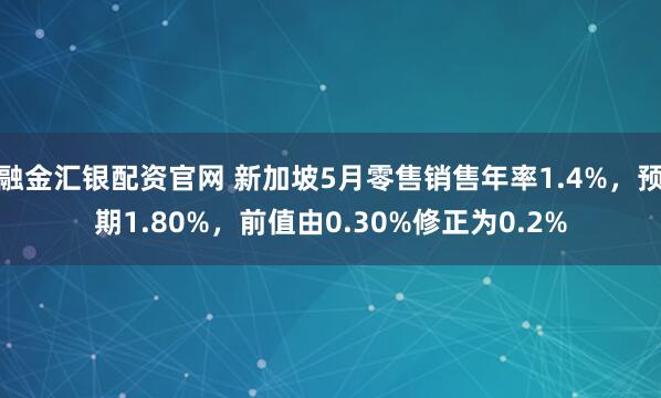 融金汇银配资官网 新加坡5月零售销售年率1.4%，预期1.80%，前值由0.30%修正为0.2%