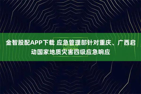 金智股配APP下载 应急管理部针对重庆、广西启动国家地质灾害四级应急响应